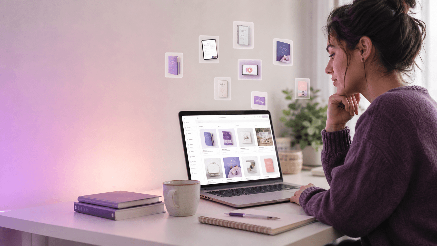 Creator working on digital products